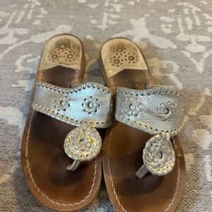 Jack Rogers Gold and Tan Leather Sandals